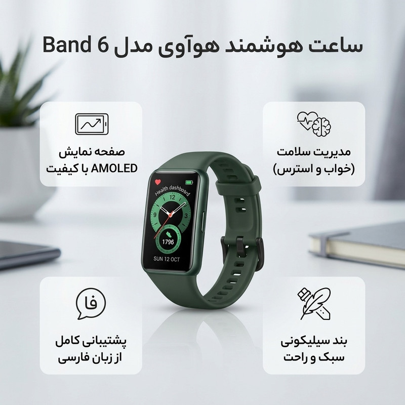ساعت هوشمند هوآوی مدل Band 6بند سیلیکونی