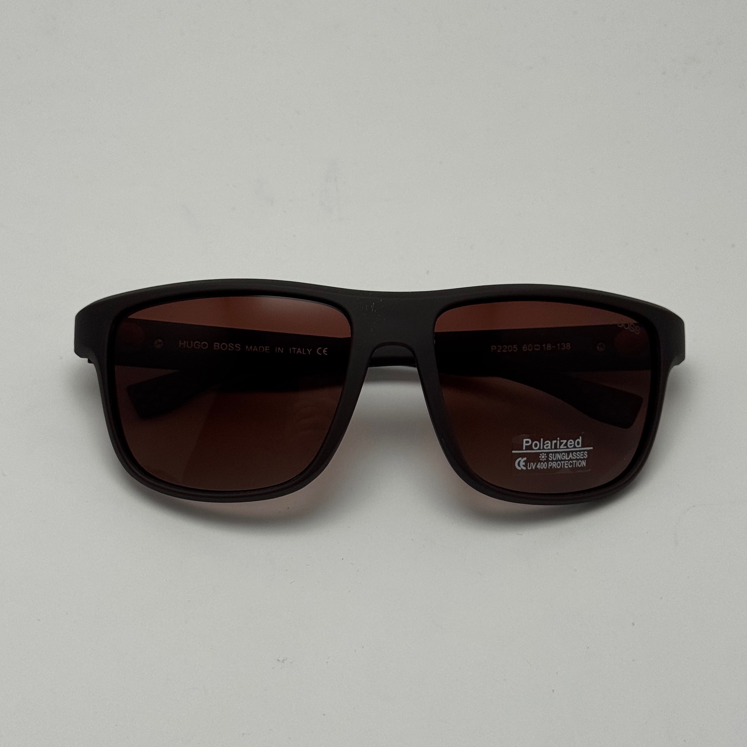 عینک آفتابی پلاریزه هوگو باس HUGO BOSS قهوه ای کد 2205 - عینک رانندگی