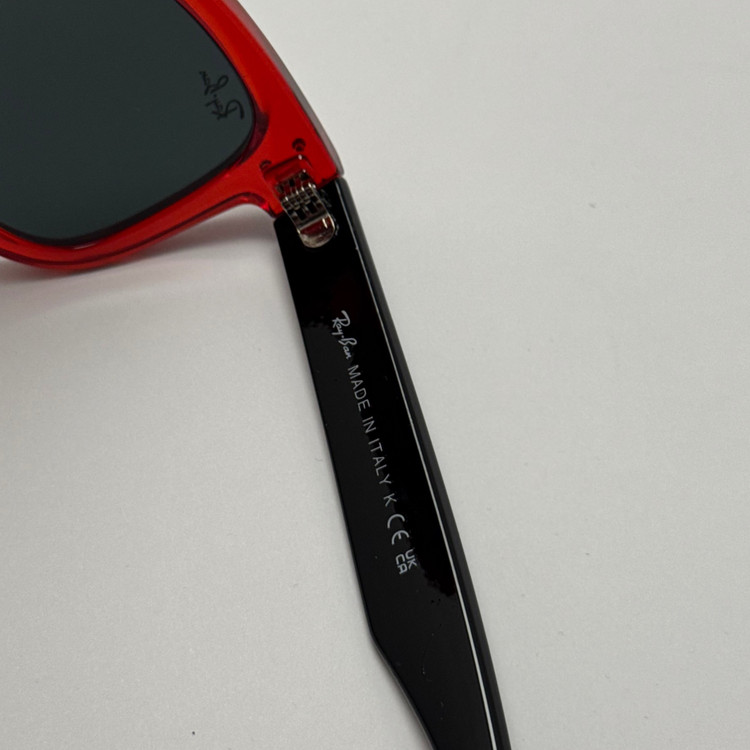 عینک آفتابی ریبن ویفرر شیشه سنگ مشکی قرمز به همراه پک کامل ریبن Rayban WAYFARER RB 0502S