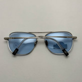 عینک شب و آفتابی خلبانی رندولف شیشه سنگ آبی آسمانی نقره ای فول پک RANDOLPH AVIATOR RE 58 24K WHITE GOLD