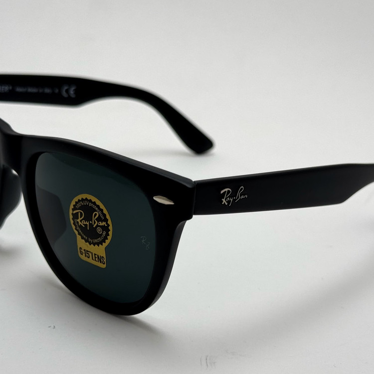 عینک آفتابی ریبن ویفرر شیشه سنگ مشکی به همراه پک کامل ریبن Rayban WAYFARER RB 2140 سایز 54