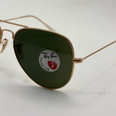 عینک ریبن خلبانی شیشه سنگ پلاریزه سبز با فریم طلایی به همراه پک کامل ریبن کد Rayban RB 3026