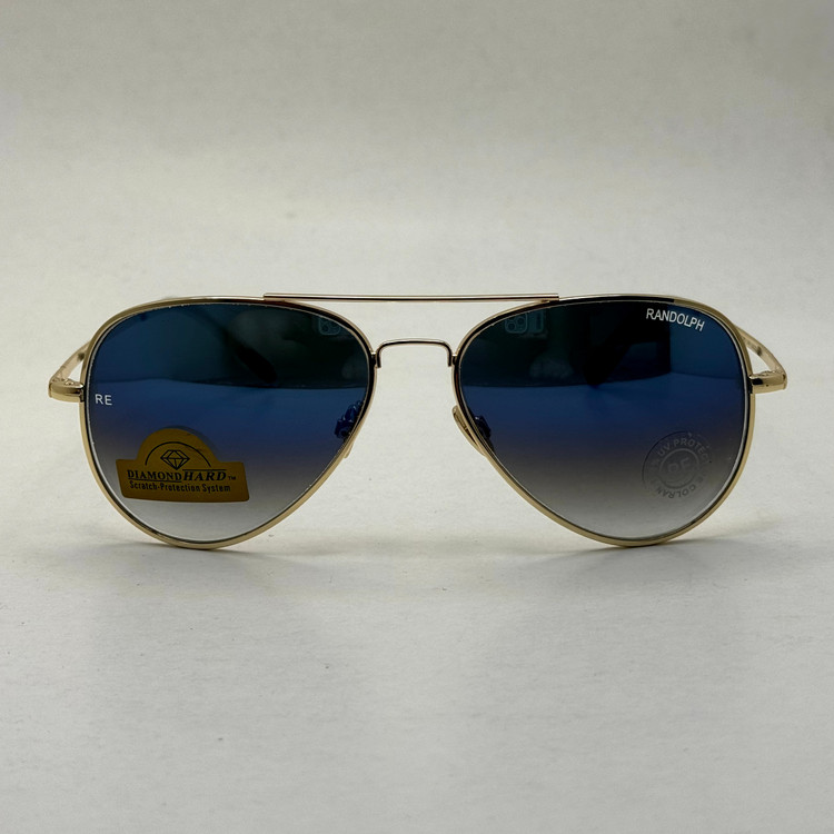 عینک آفتابی و شب خلبانی رندولف شیشه سنگ مدل کانکورد آبی فریم طلایی فول پک RANDOLPH CONCORD CR 231 24K GOLD