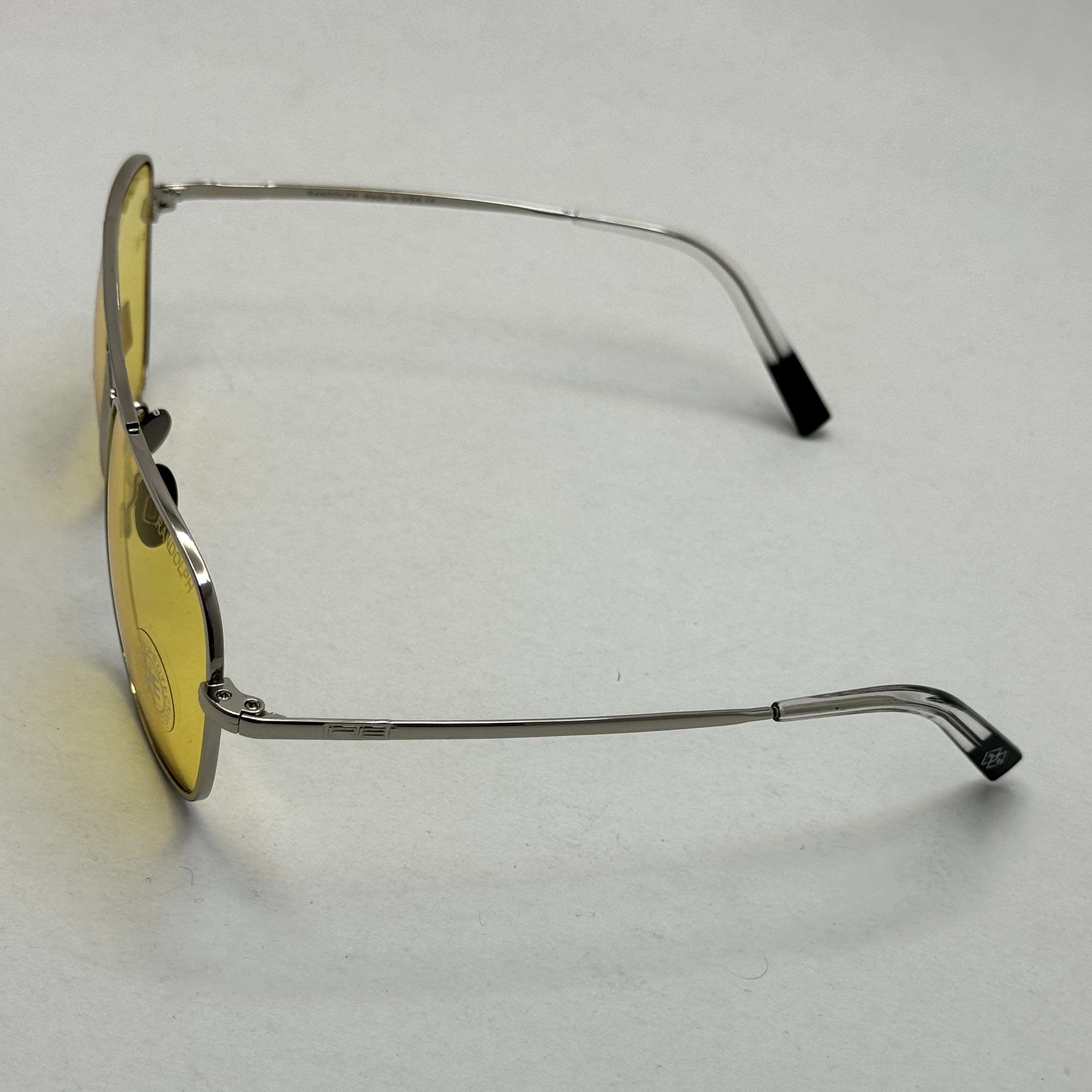عینک آفتابی و شب خلبانی رندولف شیشه سنگ زرد فریم نقره ای فول پک اصلی RANDOLPH AVIATOR RE 58 24K WHITE GOLD