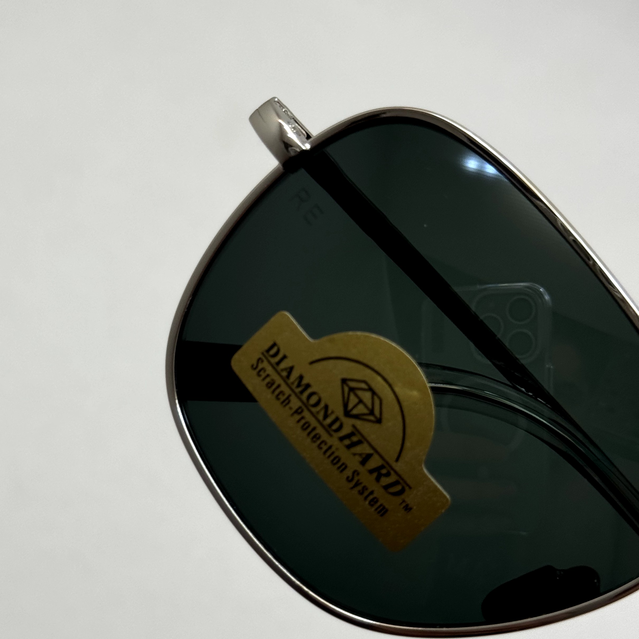 عینک آفتابی خلبانی رندولف شیشه سنگ آنتی رفلکس مشکی فریم نقره ای فول پک RANDOLPH AVIATOR RE 58 WHITE GOLD