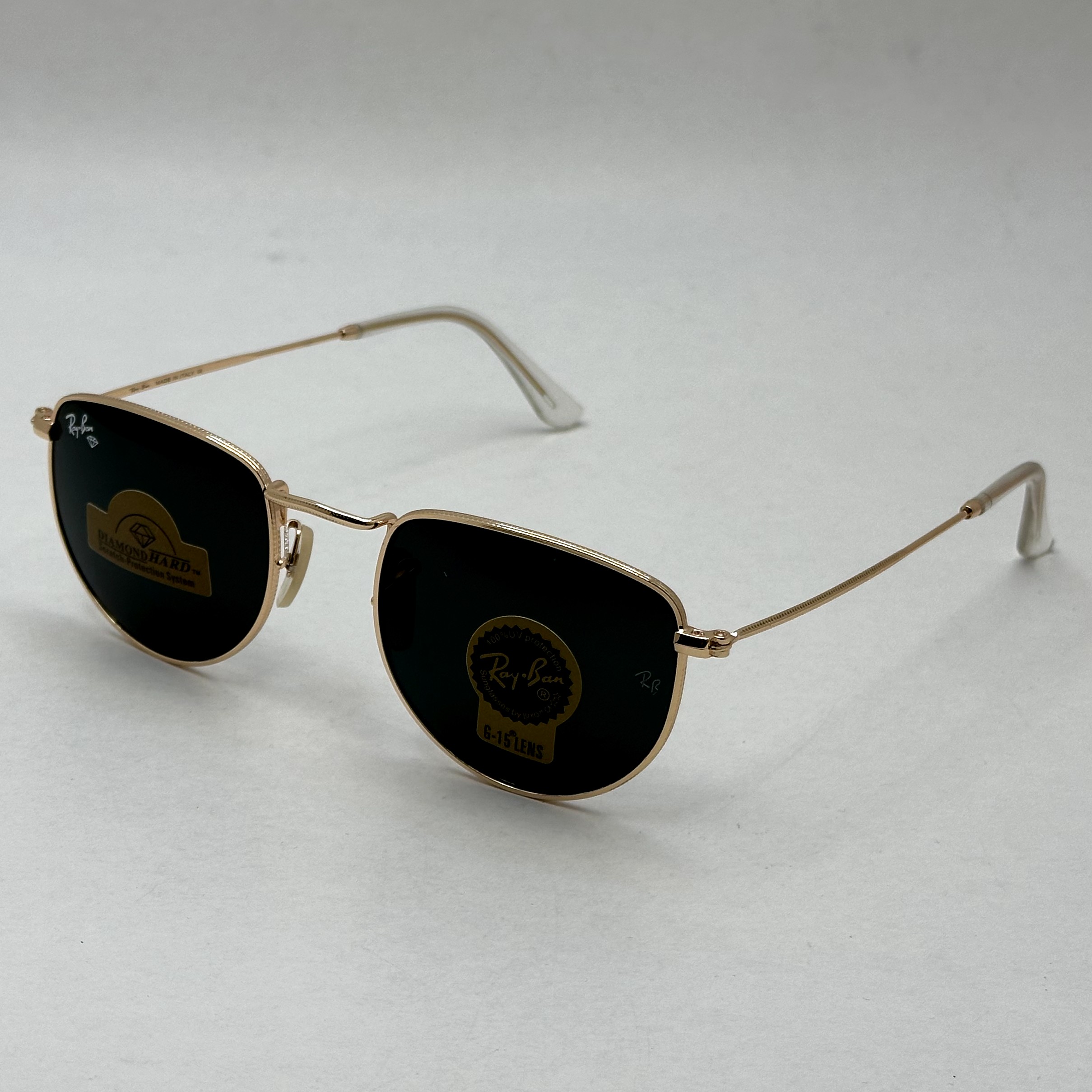 عینک آفتابی ریبن rayban شیشه سنگ مشکی طلایی کد rb 3958
