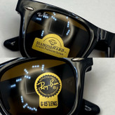 عینک آفتابی ویفرر ریبن rayban WAYFARER شیشه سنگ قهوه ای فریم براق سایز 50 به همراه پک کامل اورجینال RB2140