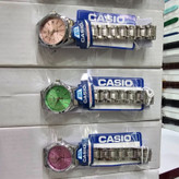 ساعت مچی زنانه دخترانه کاسیو casio کیفیت عالی پرمیوم نقره ای گلبهی