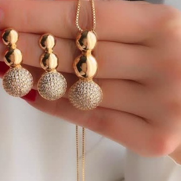 نیم ست طرح طلا دریم (شرکت ژوپینگ) روکش طلا نگین میکرو