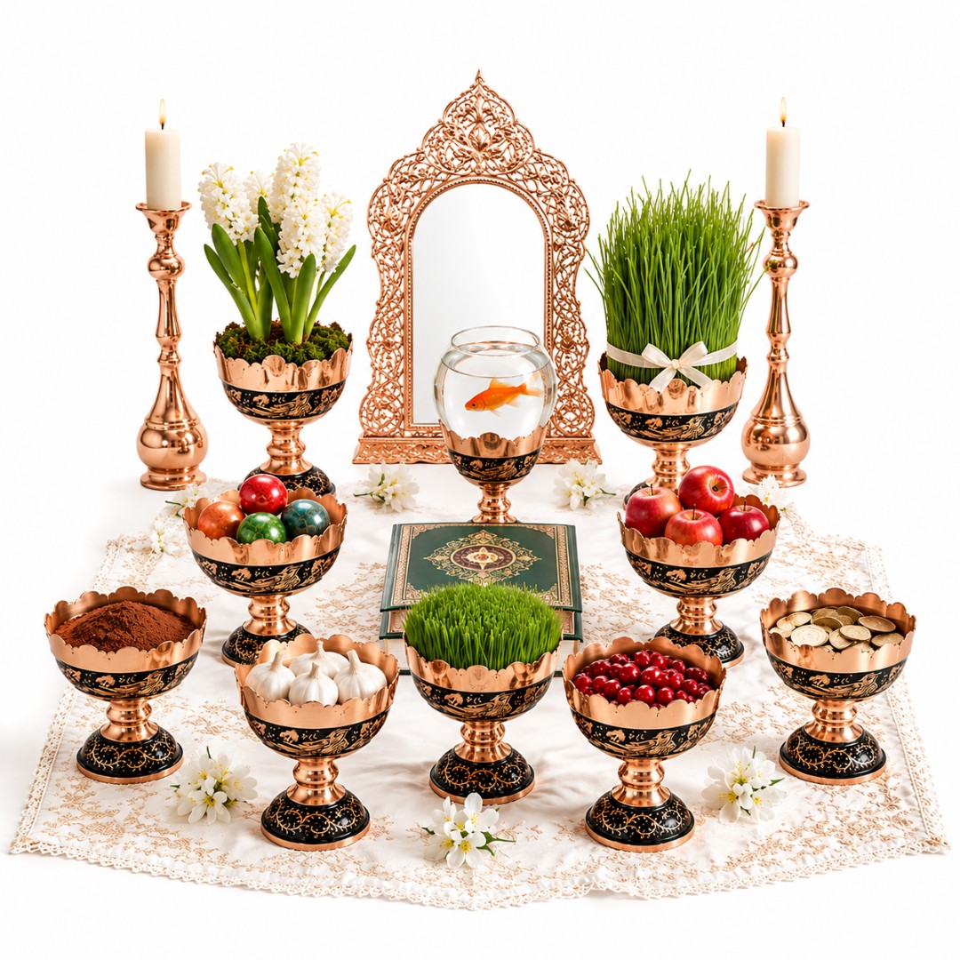 هفت سین مسی ،هفت سین الماس تراش .آجیل خوری مجموعه 6 عددی