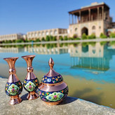 گلدان مس و پرداز مدل ترنج ارتفاع 16