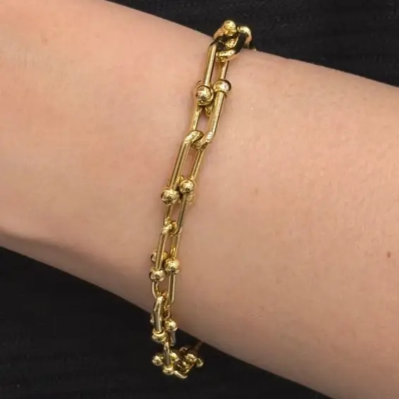 دستبند یونیسکس زنانه و مردانه آبکاری نقره تیفانی tiffany طرح طلا رنگ ثابت کد agy (پس کرایه)