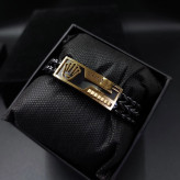 دستبند استیل مردانه طرح پلاک رولکس ROLEX زنجیر چهار وجهی دولاین رنگ ثابت کد amp (پس کرایه)