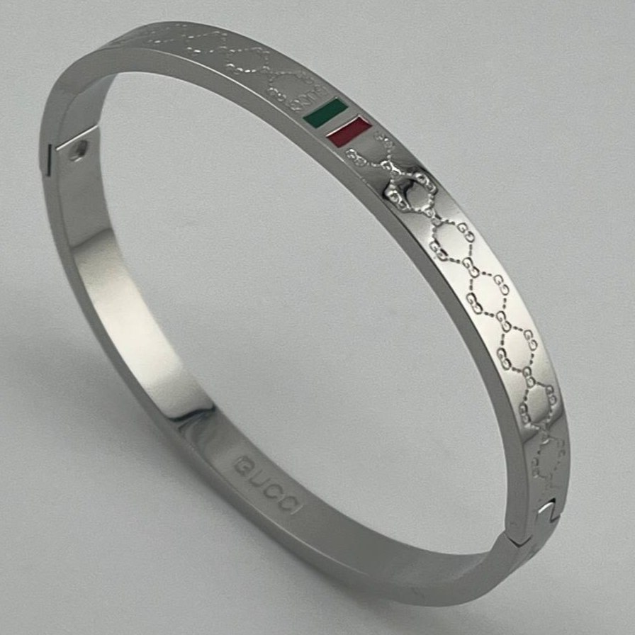 دستبند اسپرت گوچی GUCCI استیل عیار 316 رنگ ثابت کیفیت عالی ضد حساسیت کد zki (پس کرایه)