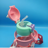 قمقمه نی دار کله عروسکی محفظه دار، دارای بند دوشی،کیتی، کرومی، ملودی، خرس کد kzs (پس کرایه)