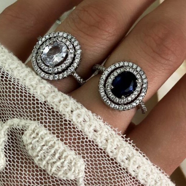 انگشتر جواهر مربعی دور نگین دار زنانه فری سایز freesize رنگ ثابت کد sm (پس کرایه)
