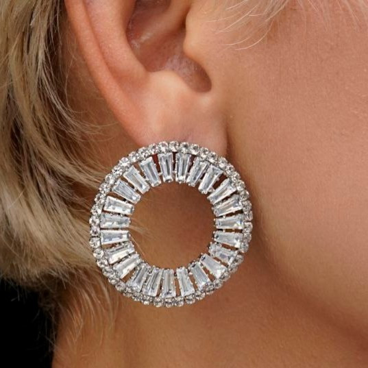 گوشواره جواهری طرح حلقه ای رنگ کاملا ثابت کد bn (پس کرایه)