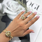 نیم ست دستبند و انگشتر طرح جواهری زنانه طرح میخ پلاک ورساچ Versace تنوع طرح رنگ ثابت کد sm (پس کرایه)