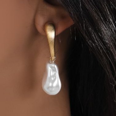 گوشواره آبکاری نقره زنانه طرح گل مروارید آویز تنوع طرح رنگ ثابت کد tj (پس کرایه)