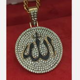 گردنبند و آویز پلاک فول نگین طرح الله رنگ ثابت کد vn (پس کرایه)
