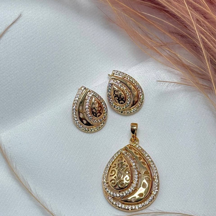 نیم ست گردنبند و گوشواره ژوپینگ زنانه طرح بی نهایت نگین تنوع طرح رنگ ثابت کد sm (پس کرایه)