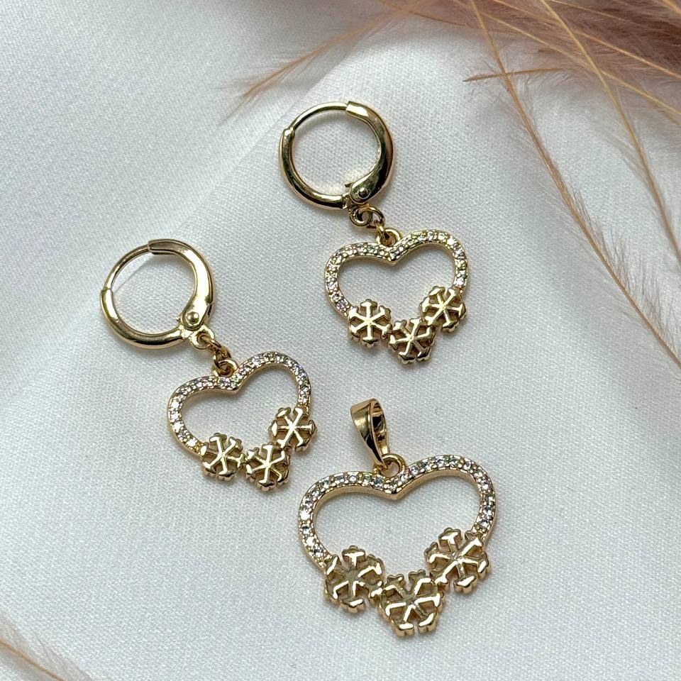 نیم ست گردنبند و گوشواره ژوپینگ زنانه طرح گل تنوع طرح رنگ ثابت کد sm (پس کرایه)