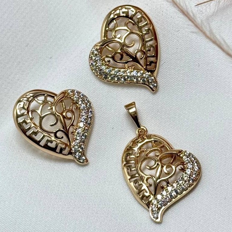 نیم ست گردنبند و گوشواره ژوپینگ زنانه طرح تک مروارید تنوع طرح رنگ ثابت کد sm (پس کرایه)