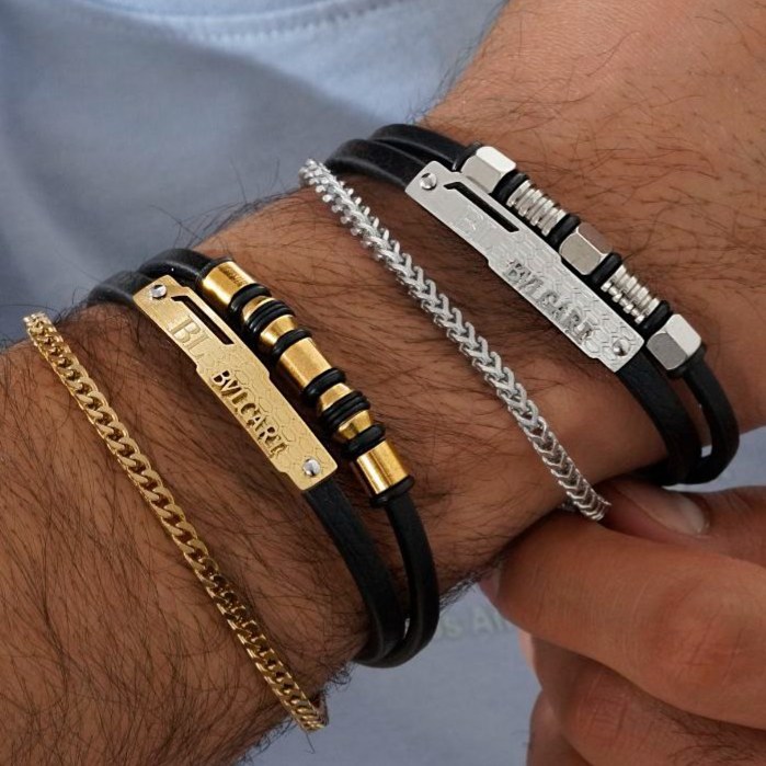 دستبند چرمی قفل استیل رولکس Rolex سه لاین در تنوع طرح کیفیت چرم عالی رنگ ثابت کد mp