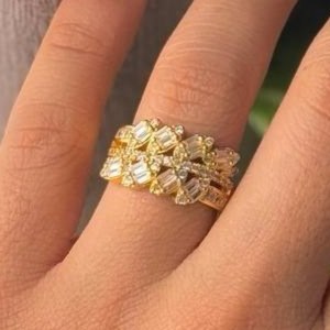 ست دستبند و انگشتر طرح جواهری زنانه طرح نگین گندمی رنگ ثابت کد sm