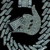 ست گردنبند و آویز پلاک و ساعت و دستبند کارتیر طرح دست فول نگین رنگ ثابت کد vn