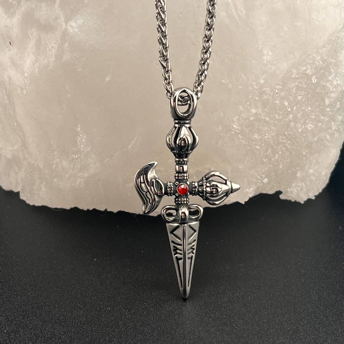 زنجیر و آویز پلاک استیل مردانه طرح قیچی رنگ ثابت تنوع طرح کد ki