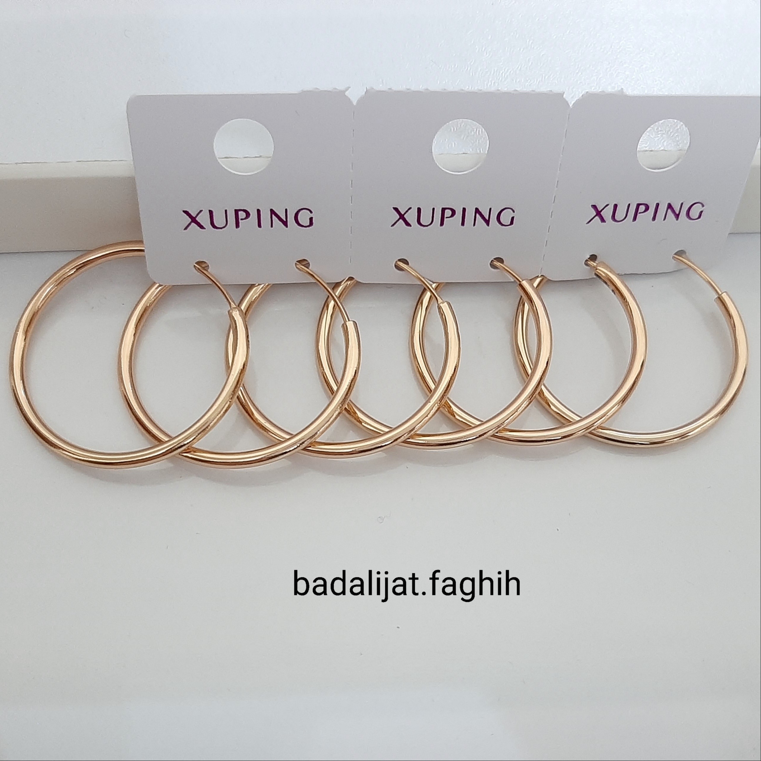 گوشواره ژوپینگ حلقه ای کاملا رنگ ثابت قطر 3 سانت با آبکاری طلا ورق بزنید لطفا
