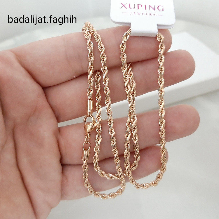 زنجیر طنابی ژوپینگ طرح طلا فوق العاده شیک و پرطرفدار حک خورده و کاملا رنگ ثابت توضیحات رو بخونید