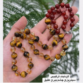 گردنبند سنگی عقیق سیترین و چشم ببر معدنی اصل