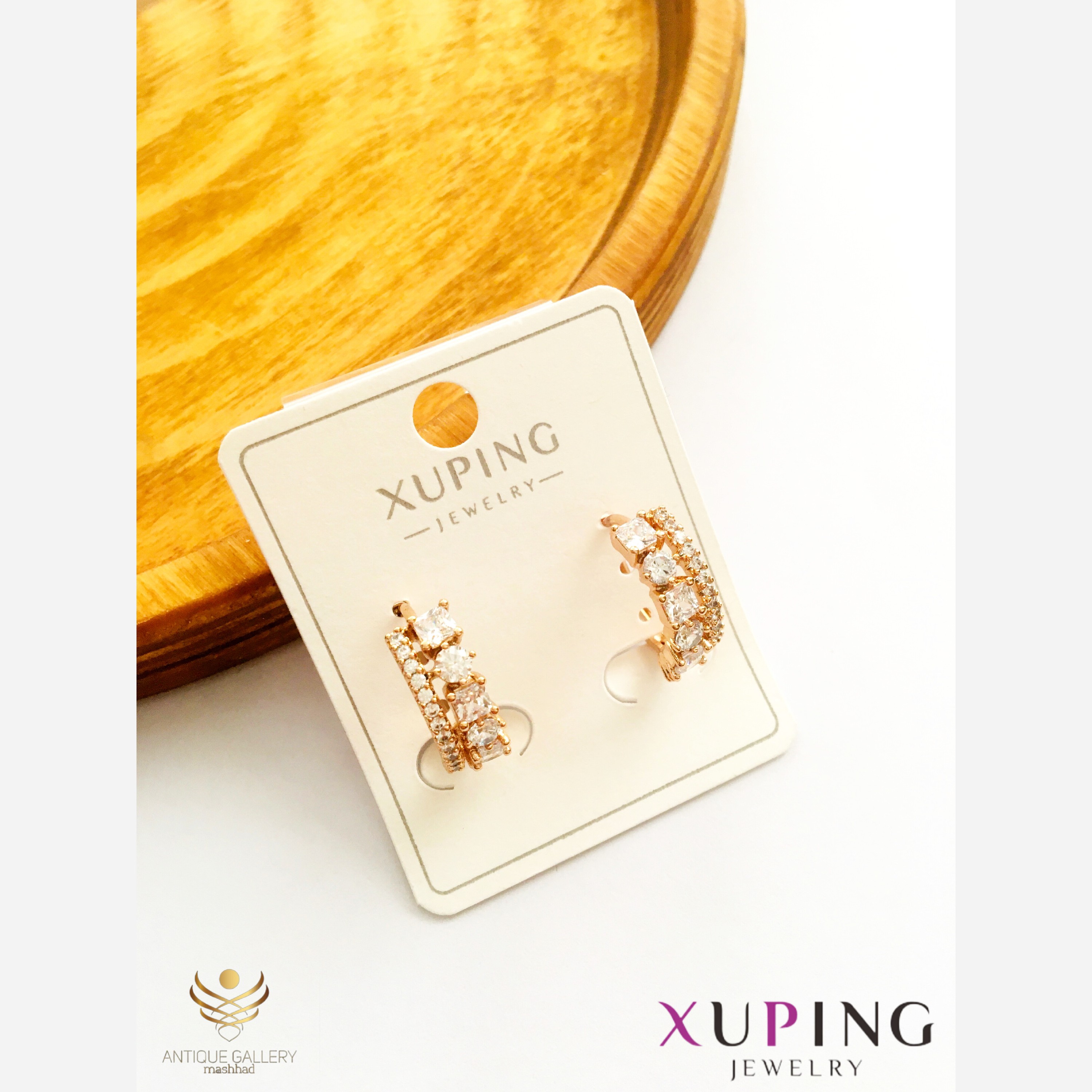 گوشواره ژوپینگ نگین دار گوشواره ضد حساسیت گوشواره حلقه ای نگی دار