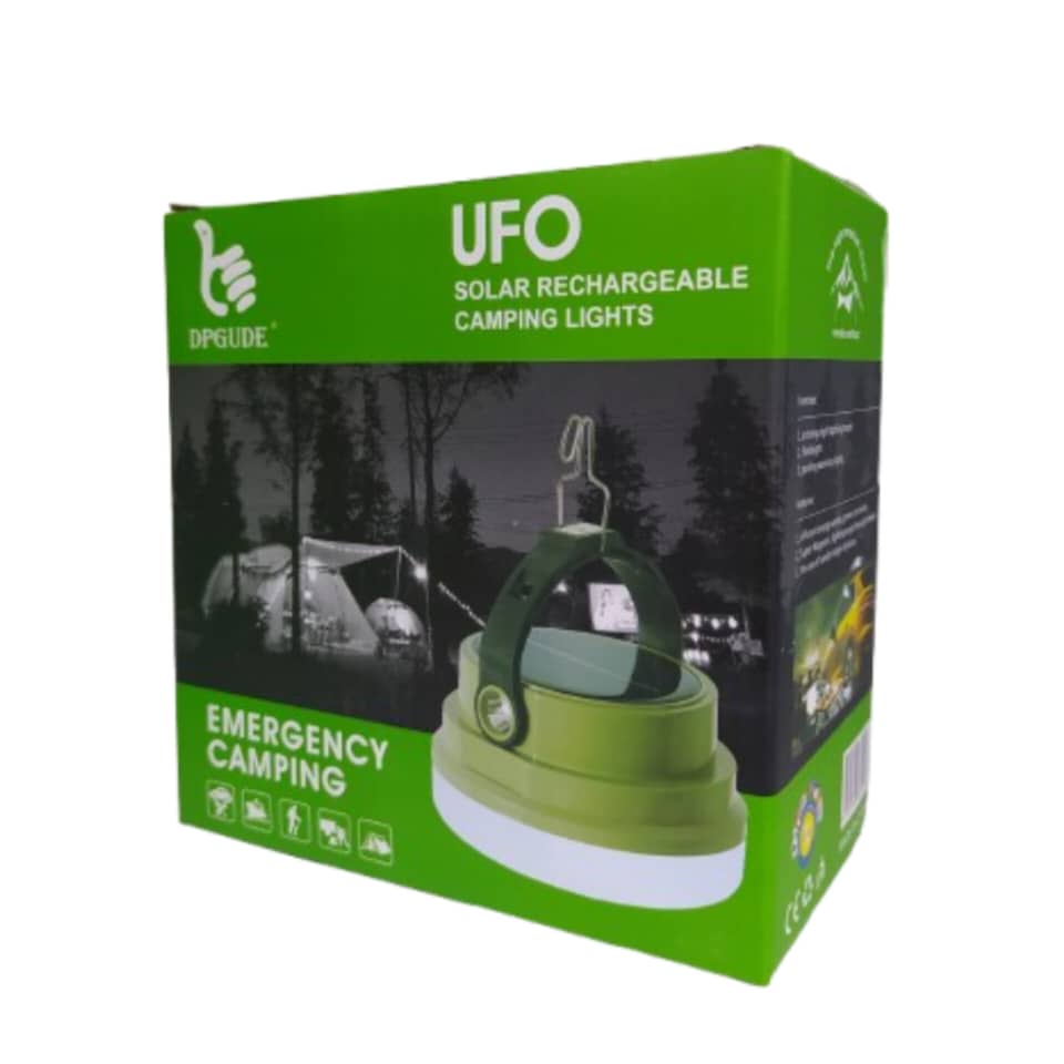 چراغ کمپینگ شارژی خورشیدی UFO نور قوی اضطراری چندکاره