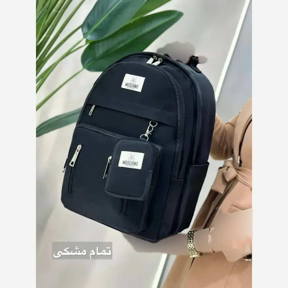 کوله پشتی اسپرت همتا جنس دیبا ضد آب و با کیفیت رنگ مشکی کرم و تمام مشکی