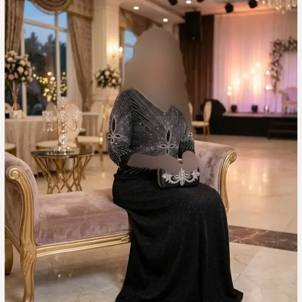 ماکسی مجلسی بیگ سایز کرپ لمه رنگ مشکی