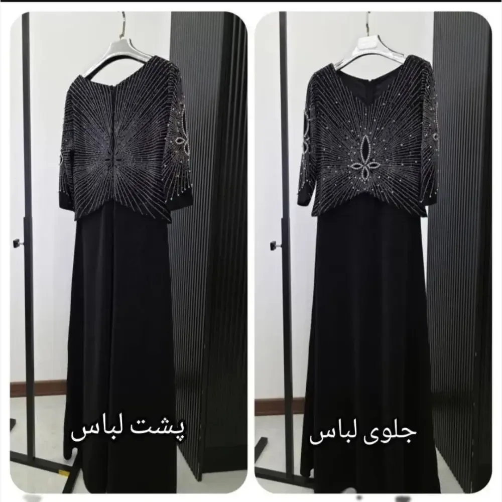 ماکسی مجلسی زنانه کرپ لمه مشکی سایز نرمال