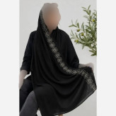 شال مجلسی گلدوزی و دانتل دوزی شده مدل گلاب جنس کریشه پلاس ابعاد 180 در 62 سانتیمتر
