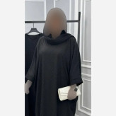 عبای زنانه مجلسی مدل نگیندار جنس الیزه رنگ مشکی فری سایز