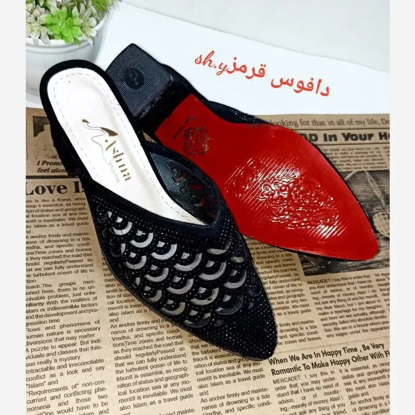 کفش مجلسی زنانه نگین کوب مدل تارا پاشنه 5 سانت با زیره دافوس