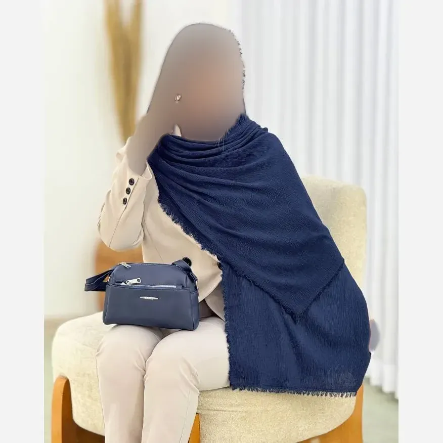 شال پلیسه لمه دار دور ریش زنانه ابعاد 75 در 175 سانتی متر (2)