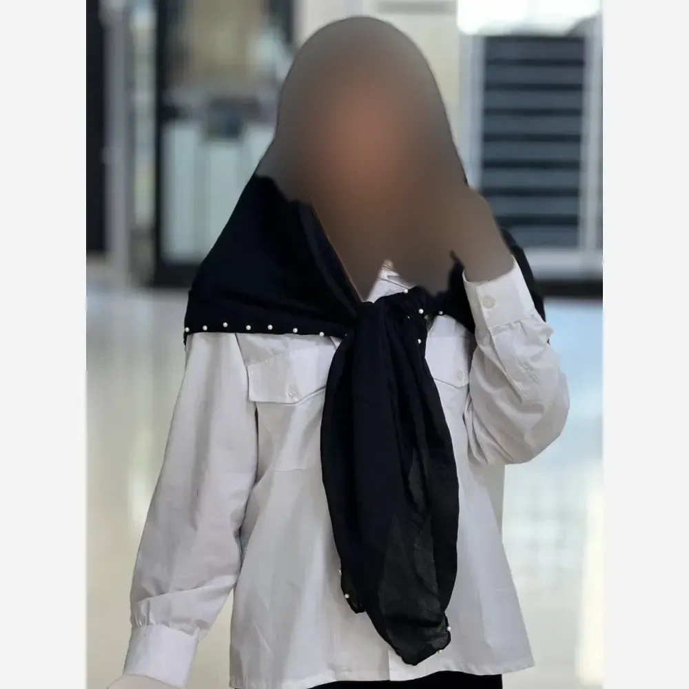 روسری نخی وال طرح ستاره مروارید دوزی شده قواره 125
