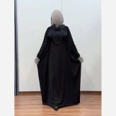 عبای مجلسی زنانه مدل سوگند جنس الیزه درجه یک فری سایز مشکی