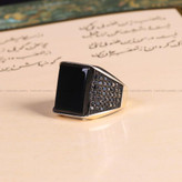 انگشتر عقیق مشکی مردانه کد 6773