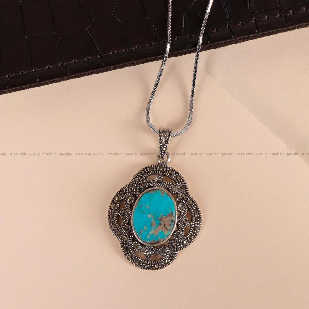 گردنبند فیروزه زنانه کد 2110