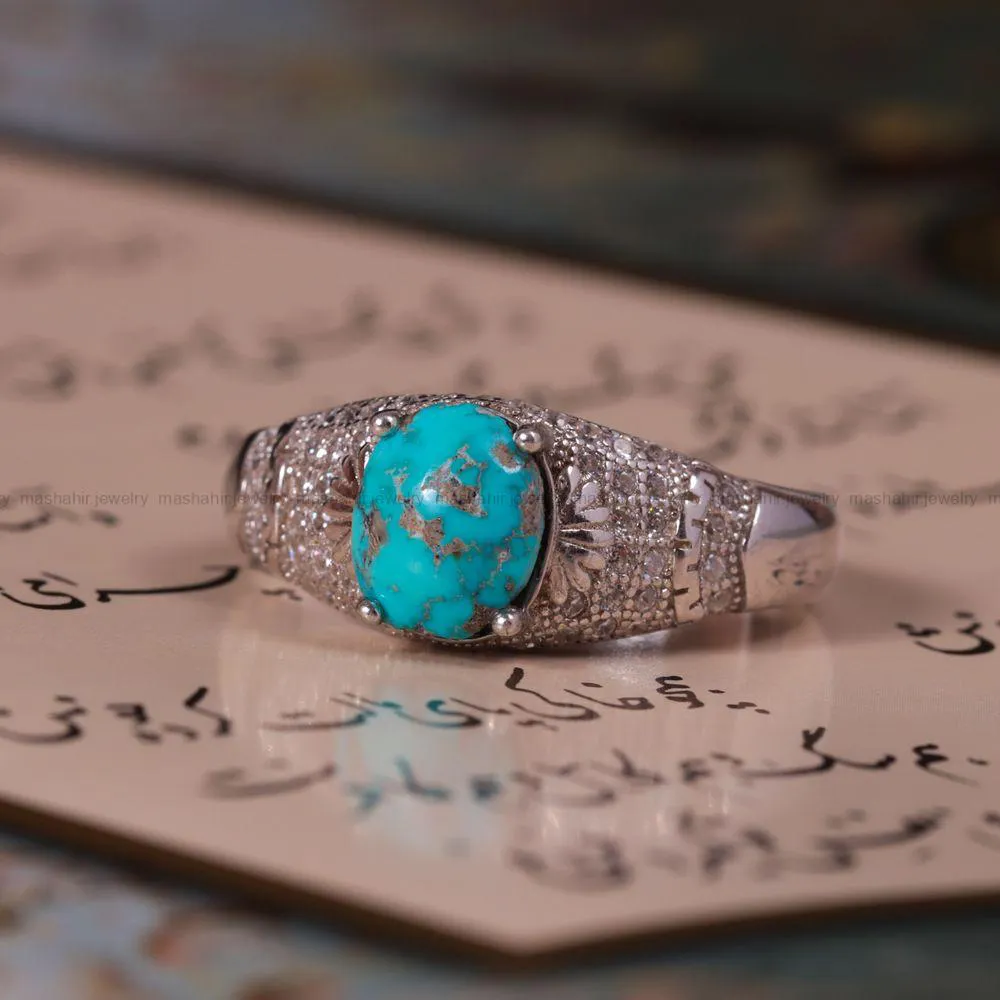 انگشتر فیروزه شجری مردانه کد 2697