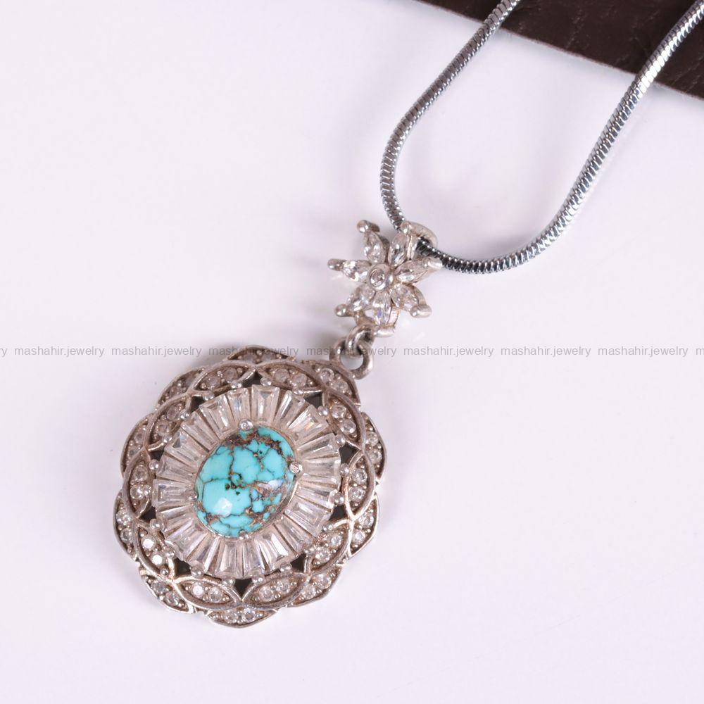 گردنبند فیروزه زنانه کد 2473
