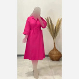 کفتان زنانه لنین کمر گت دار فری سایز مدل چاک دار